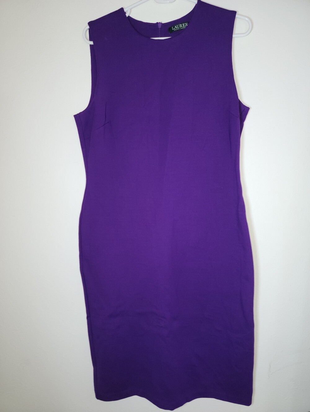 Lauren Ralph Lauren Purple Sleeveless Midi Sheath Dress, Large